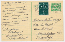 Briefkaart G. 277 a / Bijfrankering Den Haag - Frankrijk 1945