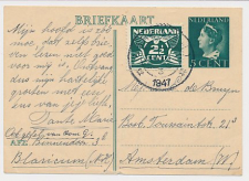 Briefkaart G. 281 / Bijfrankering Blaricum - Amsterdam 1947