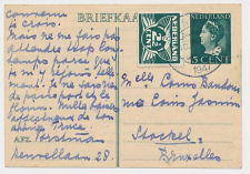 Briefkaart G. 281 / Bijfrankering Bussum - Belgie 1947