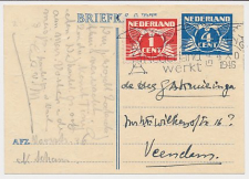 Briefkaart G. 283 / Bijfrankering Groningen - Veendam 1946