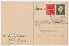 Briefkaart G. 291 a / Bijfrankering Herwijnen - Den Haag 1949