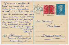 Briefkaart G. 303 V / Bijfrankering Amsterdam - Dedemsvaart 1956