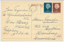 Briefkaart G. 319 / Bijfrankering Den Haag - Duitsland 1959