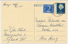 Briefkaart G. 330/ Bijfrankering Nijkerk - Den Haag 1966