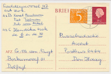Briefkaart G. 338 / Bijfrankering Delfzijl - Den Haag 1969