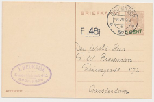 Briefkaart G. 218 Groningen - Amsterdam 1927 - Opdruk scheef    