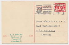 Briefkaart G. 278 b Amsterdam - Zweden 1946