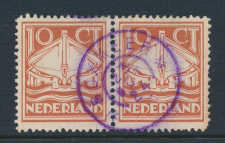 Grootrondstempel Boxmeer 1924 Kleur Violet - Em. Reddingswezen