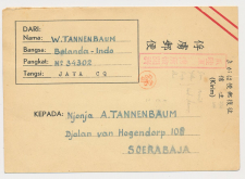 Censored POW card Bandoeng Interment Camp Netherlands Indies1945