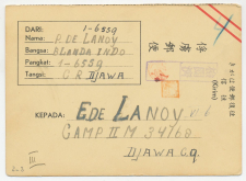 Censored card Camp DJAWA CR - CAMP DJAWA CQ Neth. Indies 1943