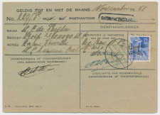 Post office control card Batavia Indonesia 1949
