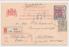 Briefkaart / V-kaart G. V62-E Aangetekend Edam - Amsterdam 1922