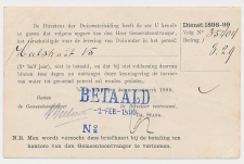 Briefkaart G. DW33-h - Duinwaterleiding s-Gravenhage 1899