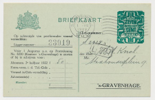 Briefkaart G. TEL168-Ia - Telephoondienst s-Gravenhage 1922