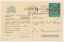 Briefkaart G. TEL183-Ia - Telephoondienst s-Gravenhage 1922