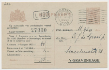 Briefkaart G. (TEL) 191 Cat. onbekend - Telephoondienst 1922    
