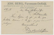 Firma briefkaart Delfzijl / Farmsum 1905 Scheepswerf - Smederij