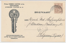 Firma briefkaart Coevorden 1921 - Lips Slotenfabriek - Sleutel