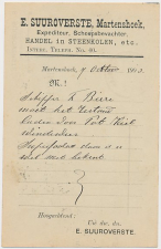 Firma briefkaart Martenshoek 1908  Expediteur - Steenkolenhandel