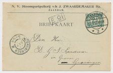 Firma briefkaart Zaandam 1907 - Stoomgortpellerij