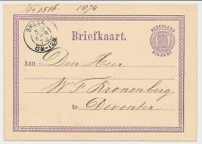 Briefkaart G. 7 Sneek - Deventer 1874