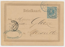 Briefkaart G. 11 Amsterdam - Marseille Frankrijk 1876