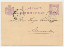 Briefkaart G. 15 V-krt. Amsterdam - Leeuwarden 1878