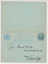 Briefkaart G. 28 Amsterdam - Leipzig Duitsland 1888