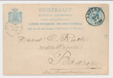 Briefkaart G. 28 A-krt. Antwerpen Belgie - Baarn 1888