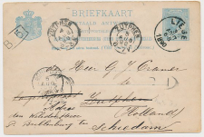 Briefkaart G. 28 A-krt. Luik Belgie - Zutphen - Schiedam 1890