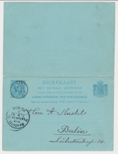 Briefkaart G. 30 Leiden - Berlijn Duitsland 1893