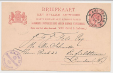 Briefkaart G. 58 b V-krt. Amsterdam - Londen GB / UK 1906
