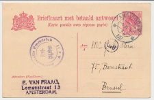 Briefkaart G. 85 I V-krt. Amsterdam - Brussel Belgie 1917