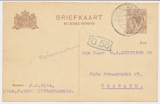 Briefkaart G. 123 I V-krt. Middelharnis - Haarlem 1922