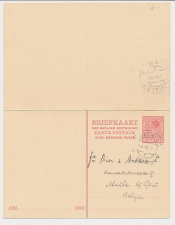 Briefkaart G. 212 z-1 Deventer - Melle Belgie 1928