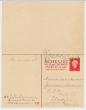 Briefkaart G. 296 a (Wassenaar)Den Haag - Pladjoe Indonesie 1949