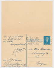 Briefkaart G. 303 Amsterdam - Bergen 1950 v.b.d.