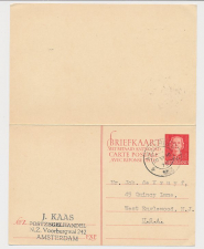 Briefkaart G. 307 Amsterdam - West Englewood USA 1953