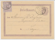 Briefkaart G. 7 z-1 / Bijfrank. Em. 1869 Roermond - Belgie 1876