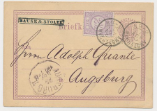 Briefkaart G. 12 / Bijfrankering Amsterdam - Duitsland 1879