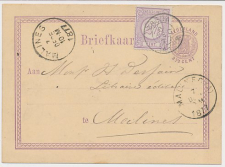 Briefkaart G. 12 / Bijfrankering Breda - Belgie 1877