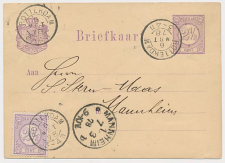 Briefkaart G. 14 / Bijfrankering Rotterdam - Duitsland 1878