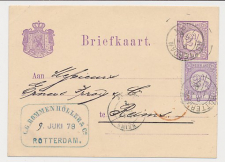 Briefkaart G. 14 / Bijfrankering Rotterdam - Duitsland 1879