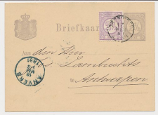 Briefkaart G. 22 / Bijfrankering Groningen - Belgie 1881