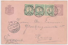 Briefkaart G. 23 / Bijfrankering Rotterdam - Duitsland 1895