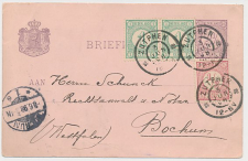Briefkaart G. 32 / Bijfrankering Zutphen - Duitsland 1898