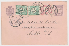 Briefkaart G. 32 / Bijfrankering Almelo - Halle Duitsland 1897