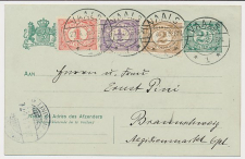 Briefkaart G. 68 / Bijfrankering Vaals - Duitsland 1908