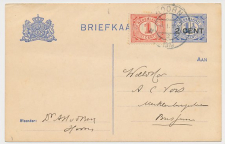 Briefkaart G. 92 I / Bijfrankering Hoorn - Bussum 1919