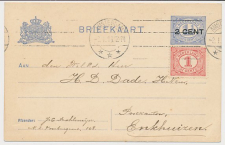 Briefkaart G. 92 II / Bijfrankering Amsterdam - Enkhuizen 1919